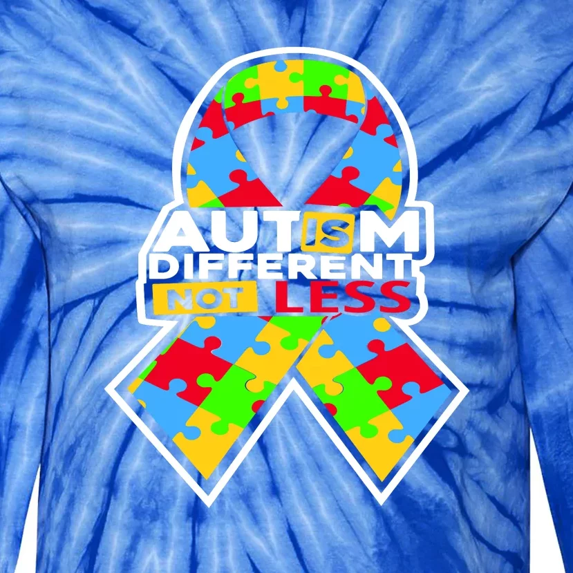 Autism Awareness Different Not Less Puzzle Ribbon Tie-Dye Long Sleeve Shirt