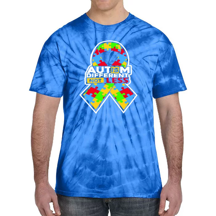 Autism Awareness Different Not Less Puzzle Ribbon Tie-Dye T-Shirt