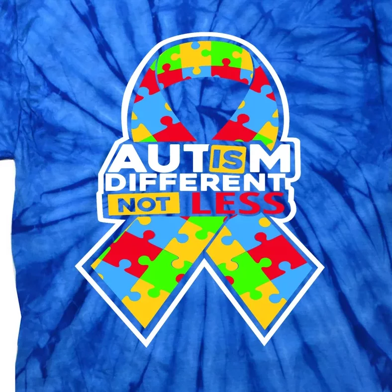 Autism Awareness Different Not Less Puzzle Ribbon Tie-Dye T-Shirt