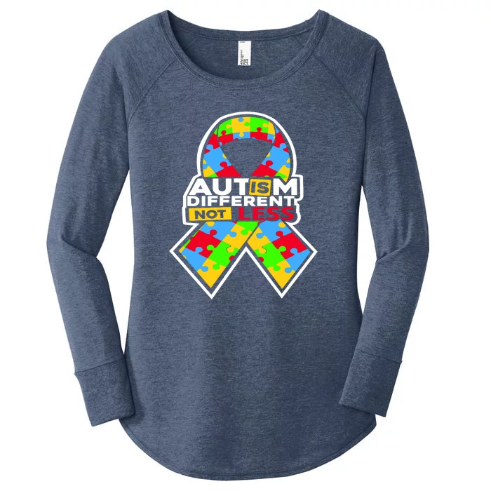 Autism Awareness Different Not Less Puzzle Ribbon Women's Perfect Tri Tunic Long Sleeve Shirt