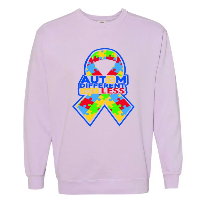 Autism Awareness Different Not Less Puzzle Ribbon Garment-Dyed Sweatshirt