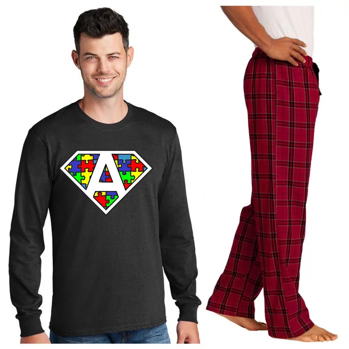 Autism Awareness Day Superhero Meaningful Gift Long Sleeve Pajama Set