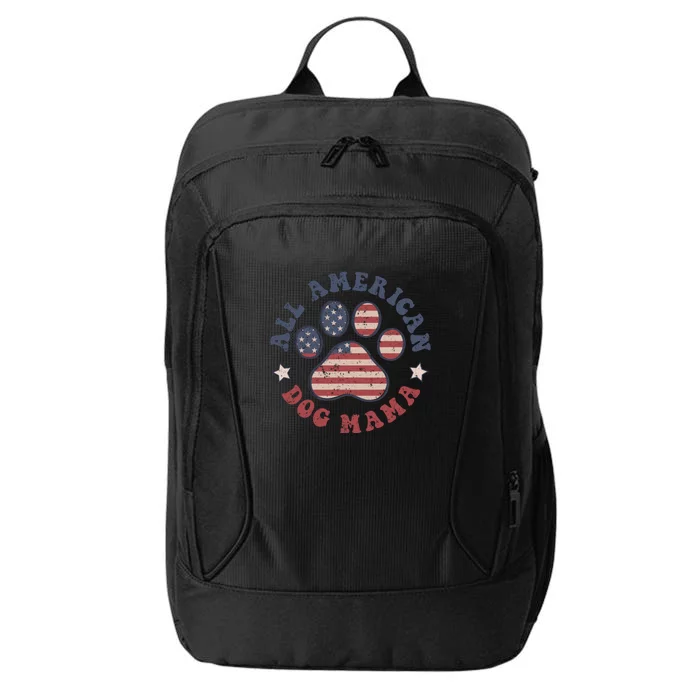 All American Dog Mama Retro | Dog Paw Flag City Backpack