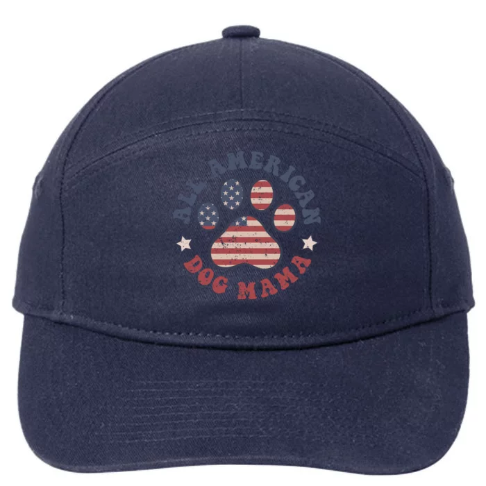 All American Dog Mama Retro | Dog Paw Flag 7-Panel Snapback Hat