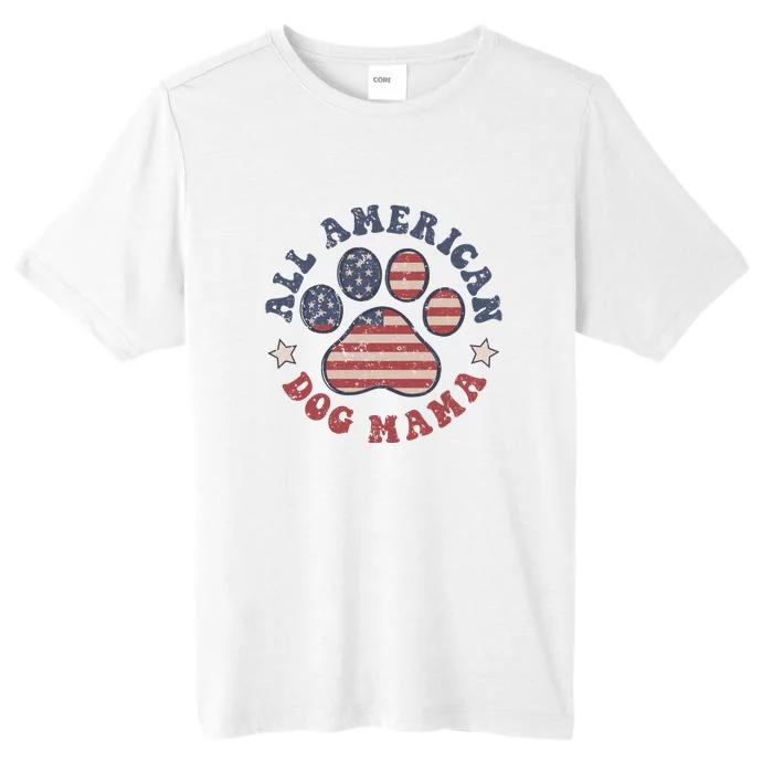 All American Dog Mama Retro | Dog Paw Flag ChromaSoft Performance T-Shirt