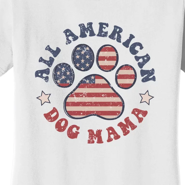 All American Dog Mama Retro | Dog Paw Flag Women's T-Shirt