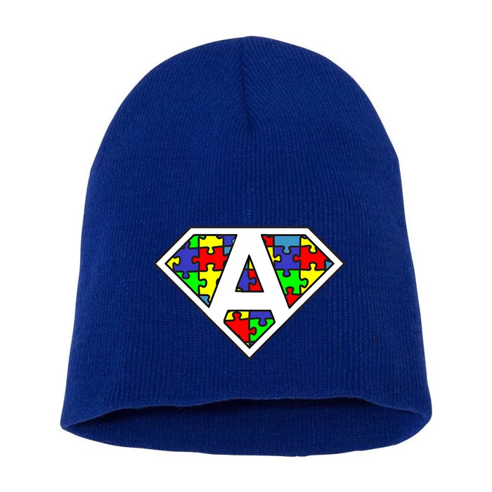 Autism Awareness Day Superhero Funny Gift Short Acrylic Beanie