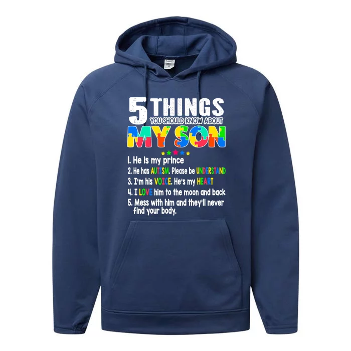 Autism Awareness Day Support Autism Son For Mom Dad Gift Performance Fleece Hoodie