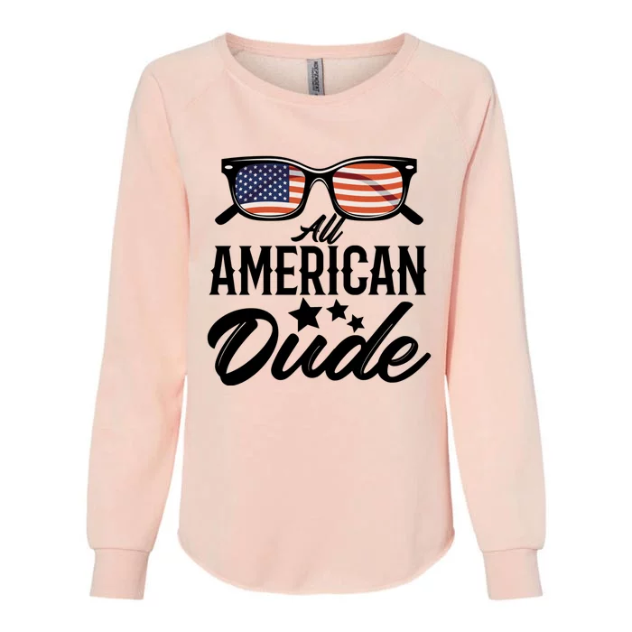 All American Dude 4th Of July Family Matching Sunglass Usa Gift Womens California Wash Sweatshirt