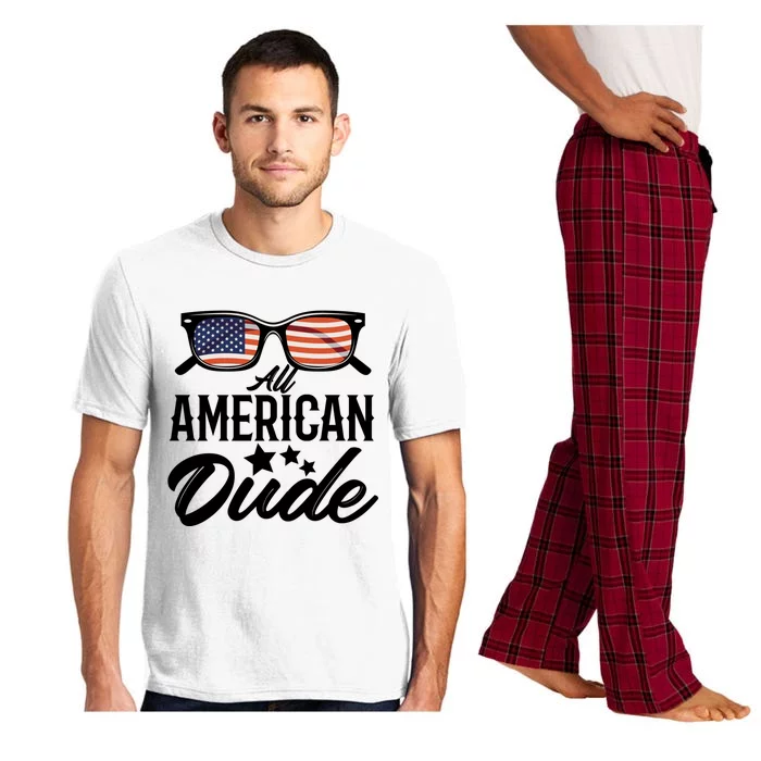 All American Dude 4th Of July Family Matching Sunglass Usa Gift Pajama Set