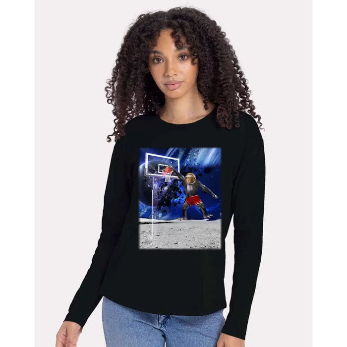 Air Ape Dunking Basketball Monkey Womens Cotton Relaxed Long Sleeve T-Shirt