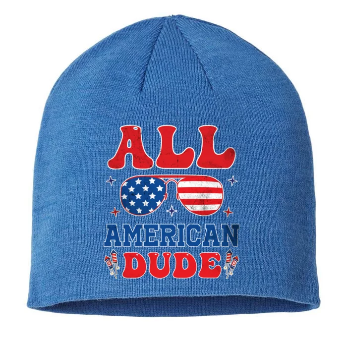 All American Dude 4th Of July Patriotic Teens Cool Gift 8 1/2in Sustainable Knit Beanie