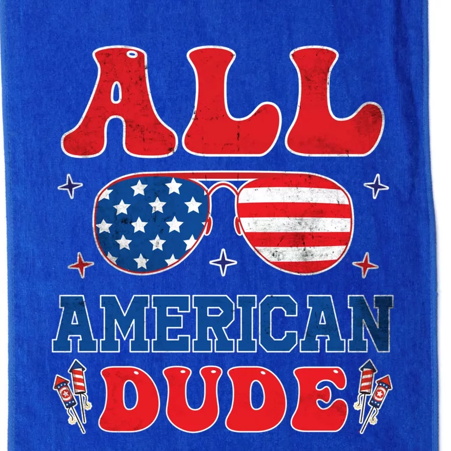 All American Dude 4th Of July Patriotic Teens Cool Gift Platinum Collection Golf Towel