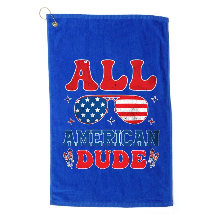 All American Dude 4th Of July Patriotic Teens Cool Gift Platinum Collection Golf Towel