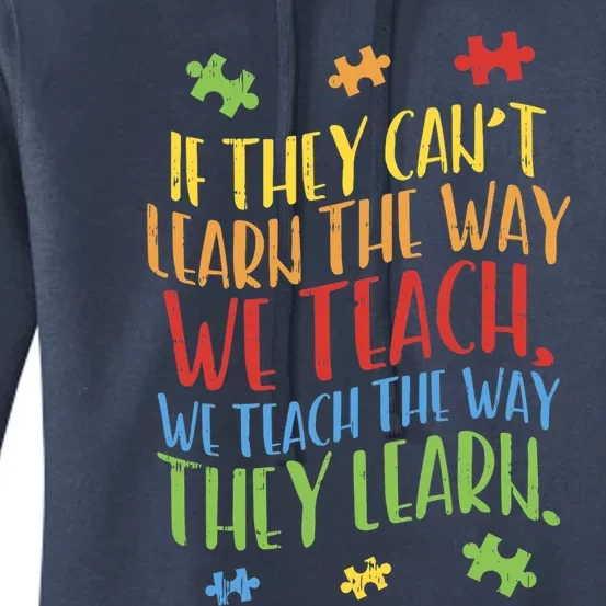 Autism Awareness Day Teacher Autistic Teach Learn Gift Women's Pullover Hoodie