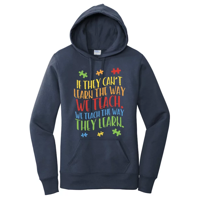 Autism Awareness Day Teacher Autistic Teach Learn Gift Women's Pullover Hoodie