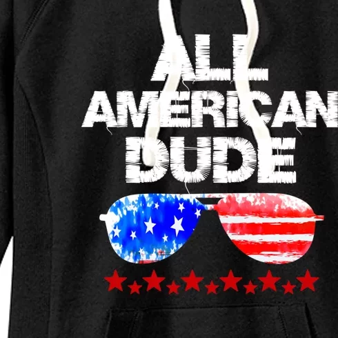 All American Dude 4th Of July Patriotic Family Sunglasses Cute Gift Women's Fleece Hoodie