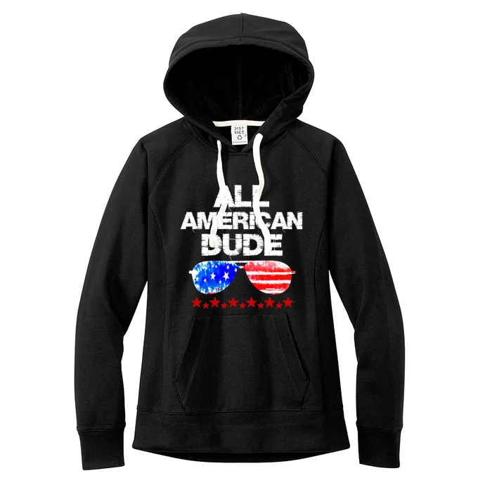 All American Dude 4th Of July Patriotic Family Sunglasses Cute Gift Women's Fleece Hoodie