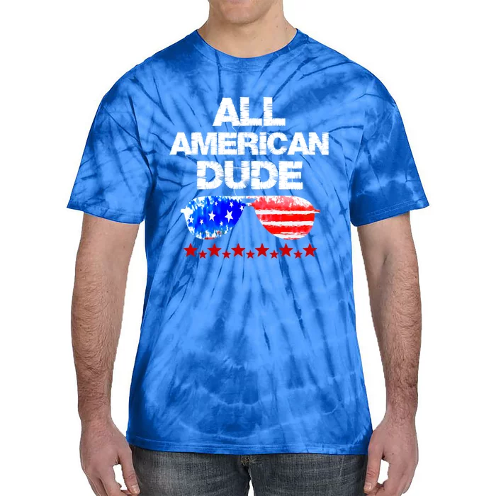 All American Dude 4th Of July Patriotic Family Sunglasses Cute Gift Tie-Dye T-Shirt