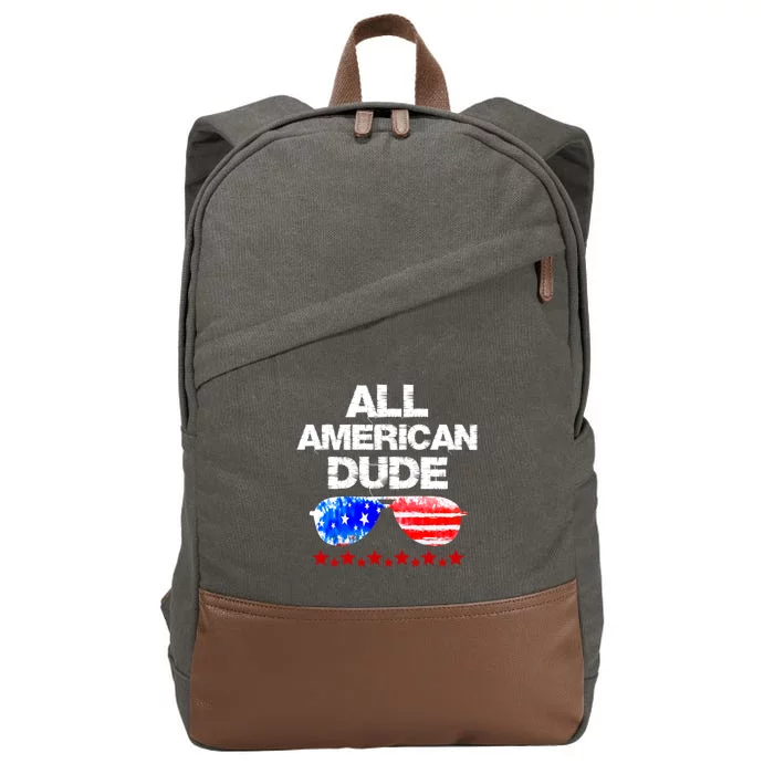 All American Dude 4th Of July Patriotic Family Sunglasses Cute Gift Cotton Canvas Backpack