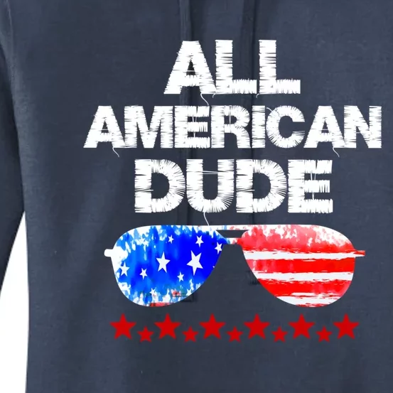 All American Dude 4th Of July Patriotic Family Sunglasses Cute Gift Women's Pullover Hoodie