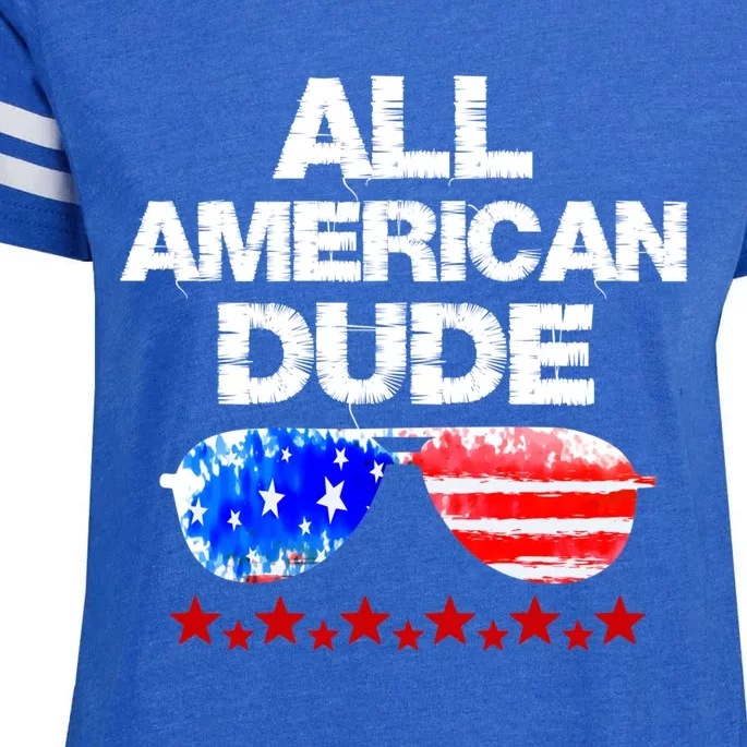 All American Dude 4th Of July Patriotic Family Sunglasses Cute Gift Enza Ladies Jersey Football T-Shirt