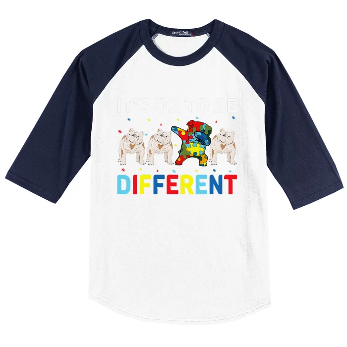 Autism Awareness Day Gift Funny Dabbing English Bulldog Baseball Sleeve Shirt