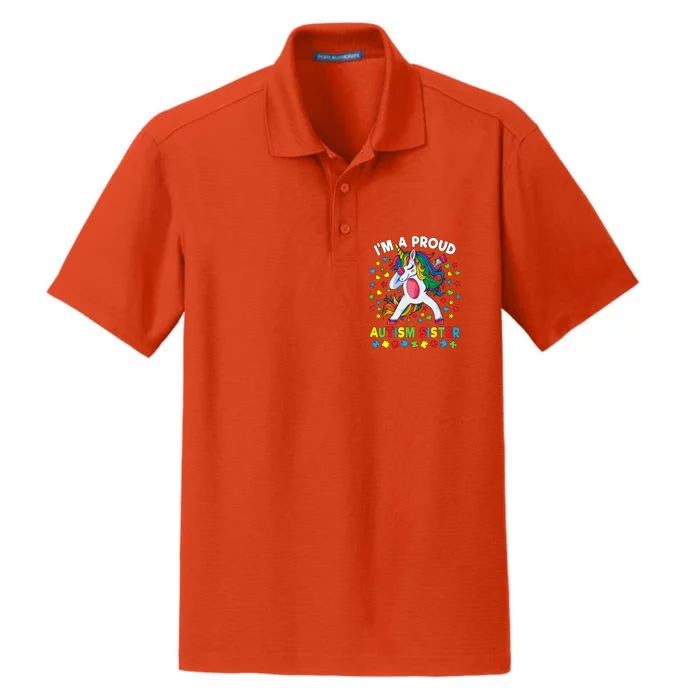 Autism Awareness Dabbing Unicorn Girl Proud Autism Sister Dry Zone Grid Performance Polo