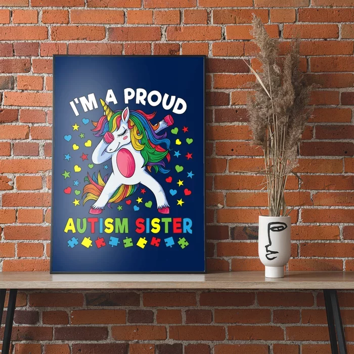 Autism Awareness Dabbing Unicorn Girl Proud Autism Sister Poster