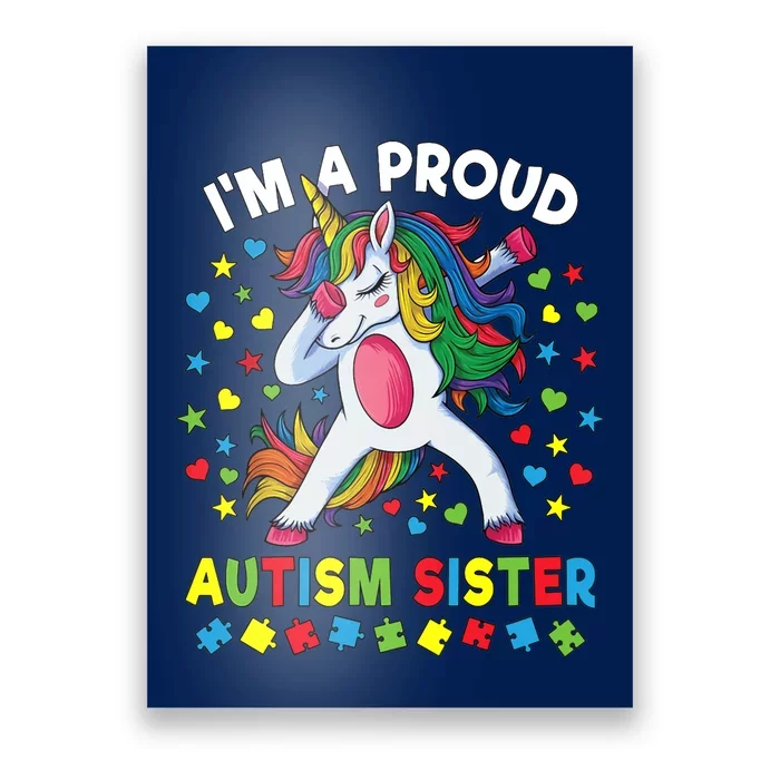 Autism Awareness Dabbing Unicorn Girl Proud Autism Sister Poster