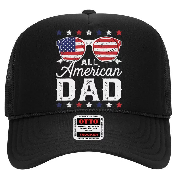 All American Dad 4th Of July Sunglasses Family Matching High Crown Mesh Trucker Hat