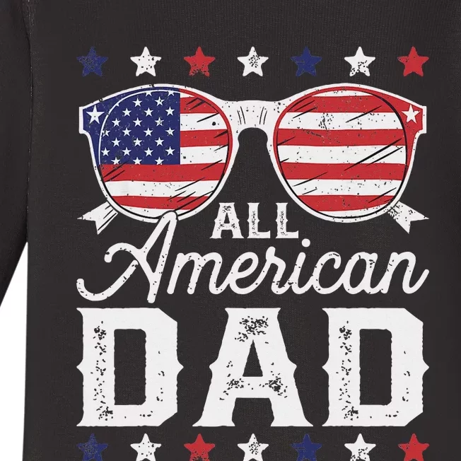 All American Dad 4th Of July Sunglasses Family Matching Baby Long Sleeve Bodysuit