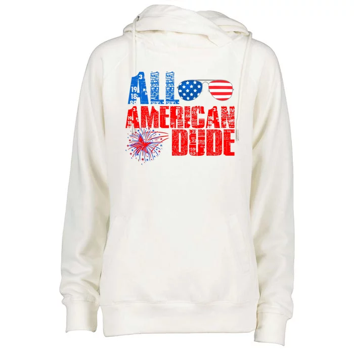 All American Dude 4th Of July Womens Funnel Neck Pullover Hood