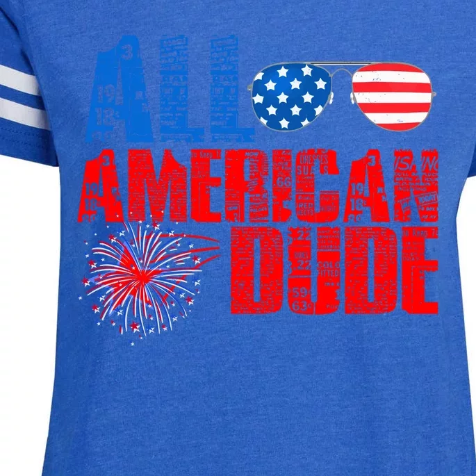 All American Dude 4th Of July Enza Ladies Jersey Football T-Shirt