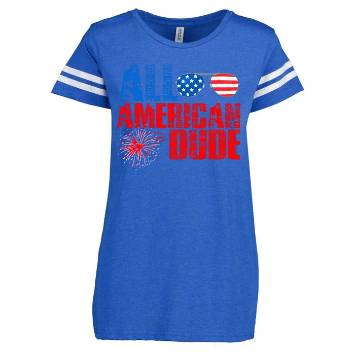 All American Dude 4th Of July Enza Ladies Jersey Football T-Shirt