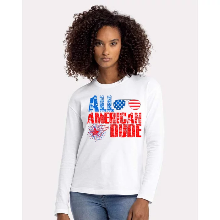 All American Dude 4th Of July Womens Cotton Relaxed Long Sleeve T-Shirt