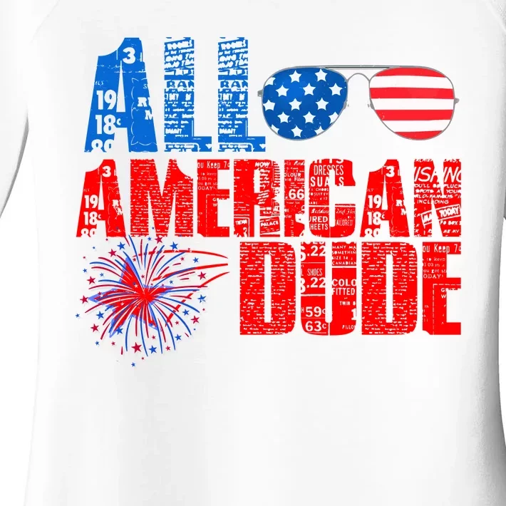 All American Dude 4th Of July Women's Perfect Tri Tunic Long Sleeve Shirt