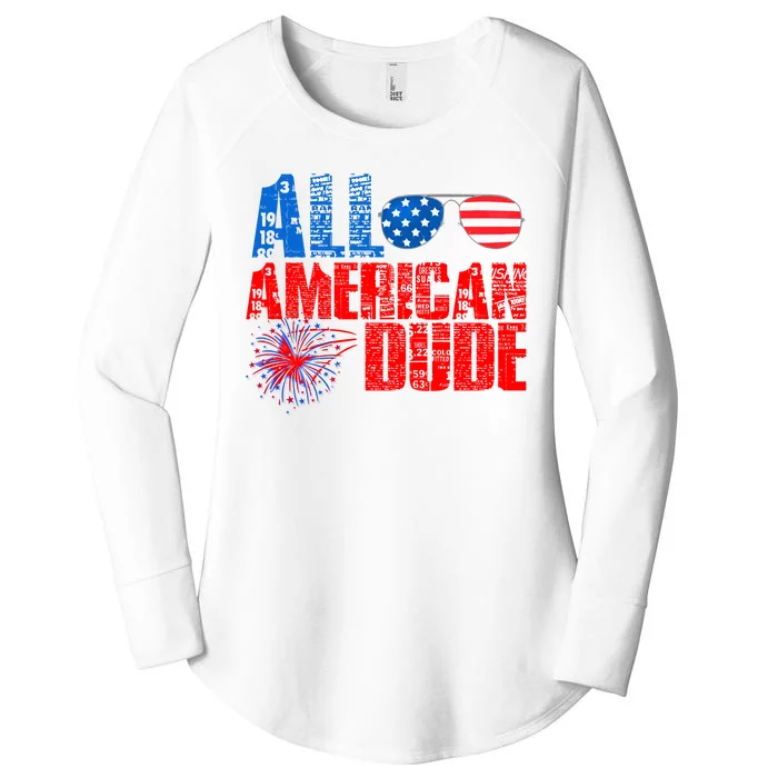 All American Dude 4th Of July Women's Perfect Tri Tunic Long Sleeve Shirt