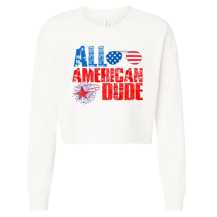 All American Dude 4th Of July Cropped Pullover Crew