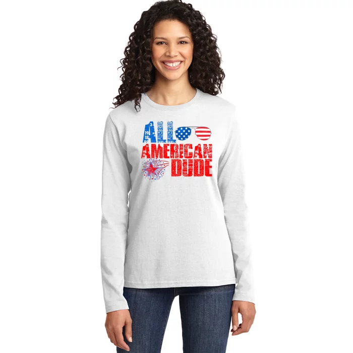 All American Dude 4th Of July Ladies Long Sleeve Shirt