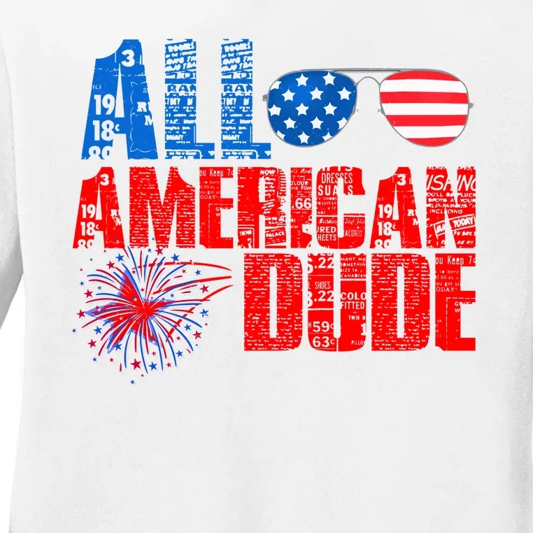 All American Dude 4th Of July Ladies Long Sleeve Shirt