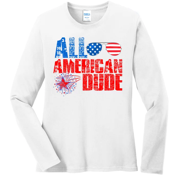 All American Dude 4th Of July Ladies Long Sleeve Shirt