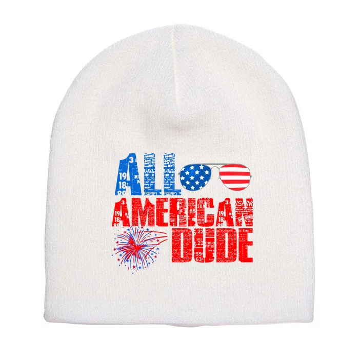 All American Dude 4th Of July Short Acrylic Beanie