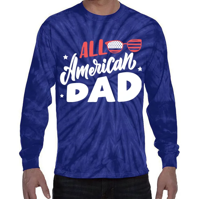 All American Dad | 4th Of July Family Outfits Tie-Dye Long Sleeve Shirt