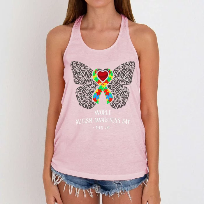 Autism Awareness Day Women's Knotted Racerback Tank