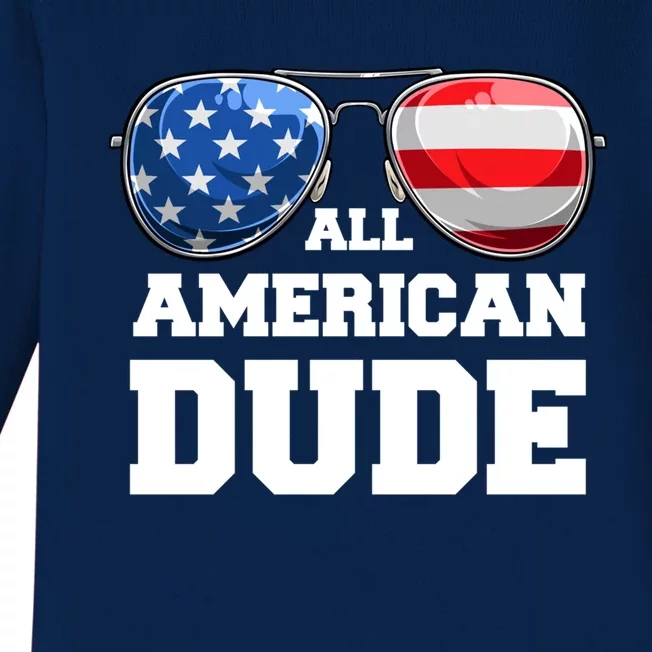 All American Dude 4th Of July Great Gift Baby Long Sleeve Bodysuit