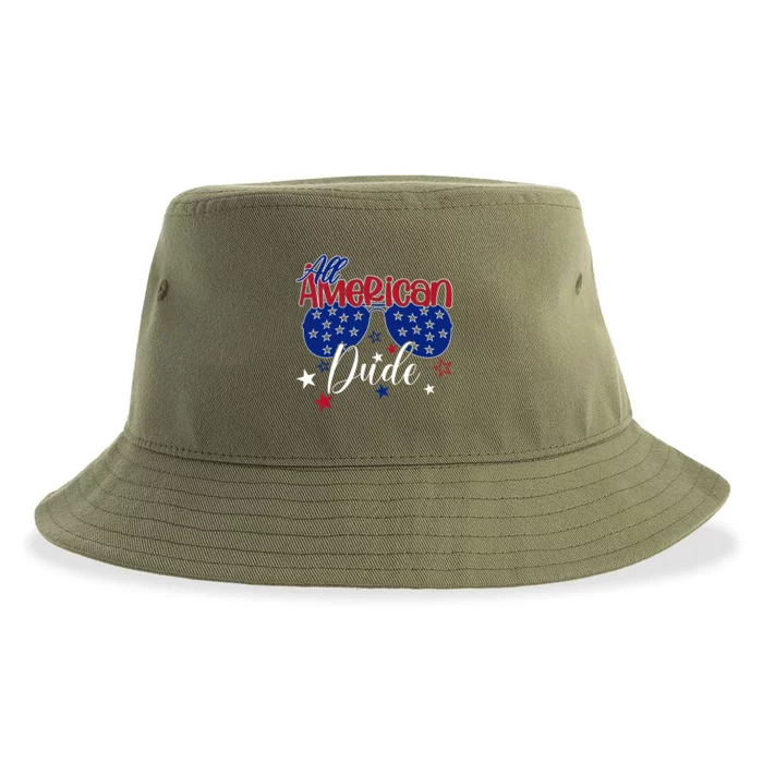 All American Dude Dad 4th Of July Fathers Day Daddy Cool Gift Sustainable Bucket Hat