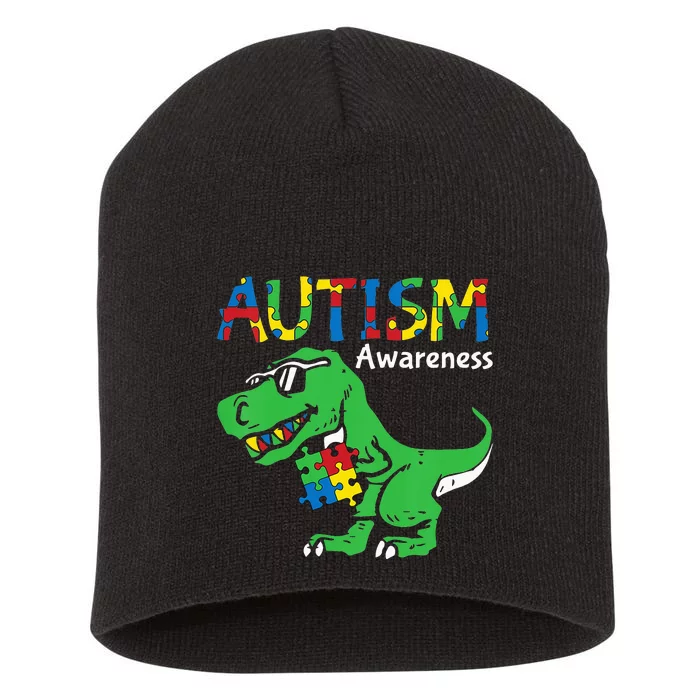 Autism Awareness Dino Autistic Cute Dinosaur Short Acrylic Beanie