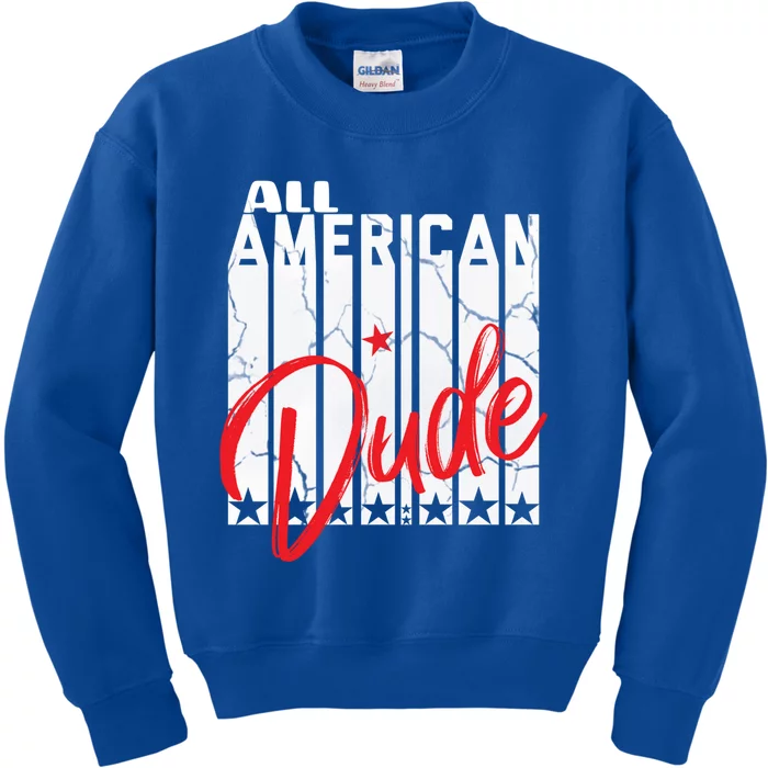 All American Dude Family Matching 4th Of July American Flag Gift Kids Sweatshirt