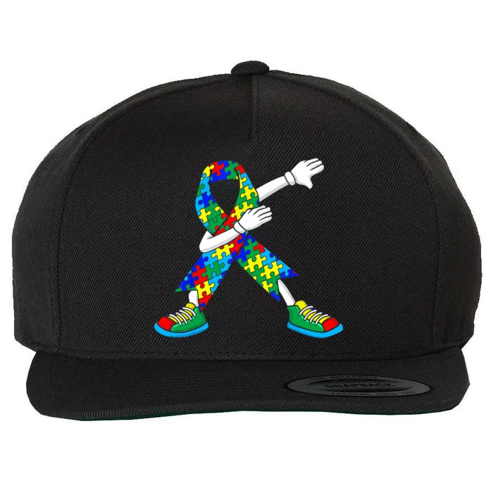 Autism Awareness Dabbing Puzzle Piece Love Dab Dance Wool Snapback Cap